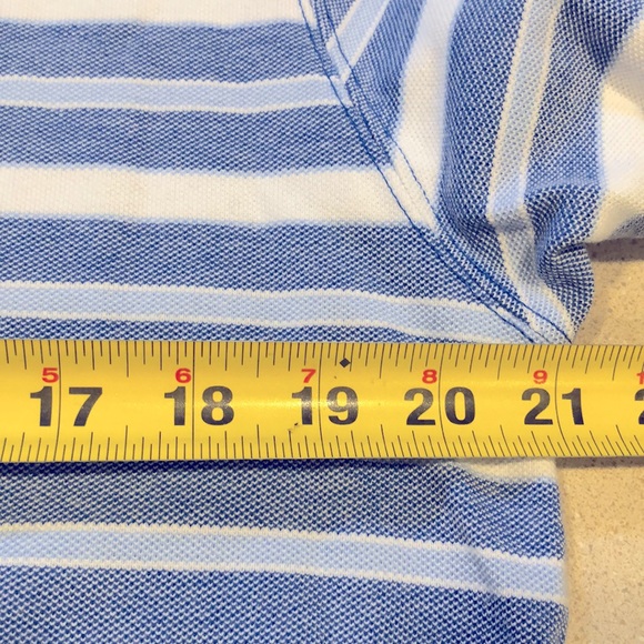 L.L. BEAN MENS STRIPED SHORT SLEEVE COTTON POLO SHIRT BLUE WHITE SIZE MEDIUM - Picture 7 of 9